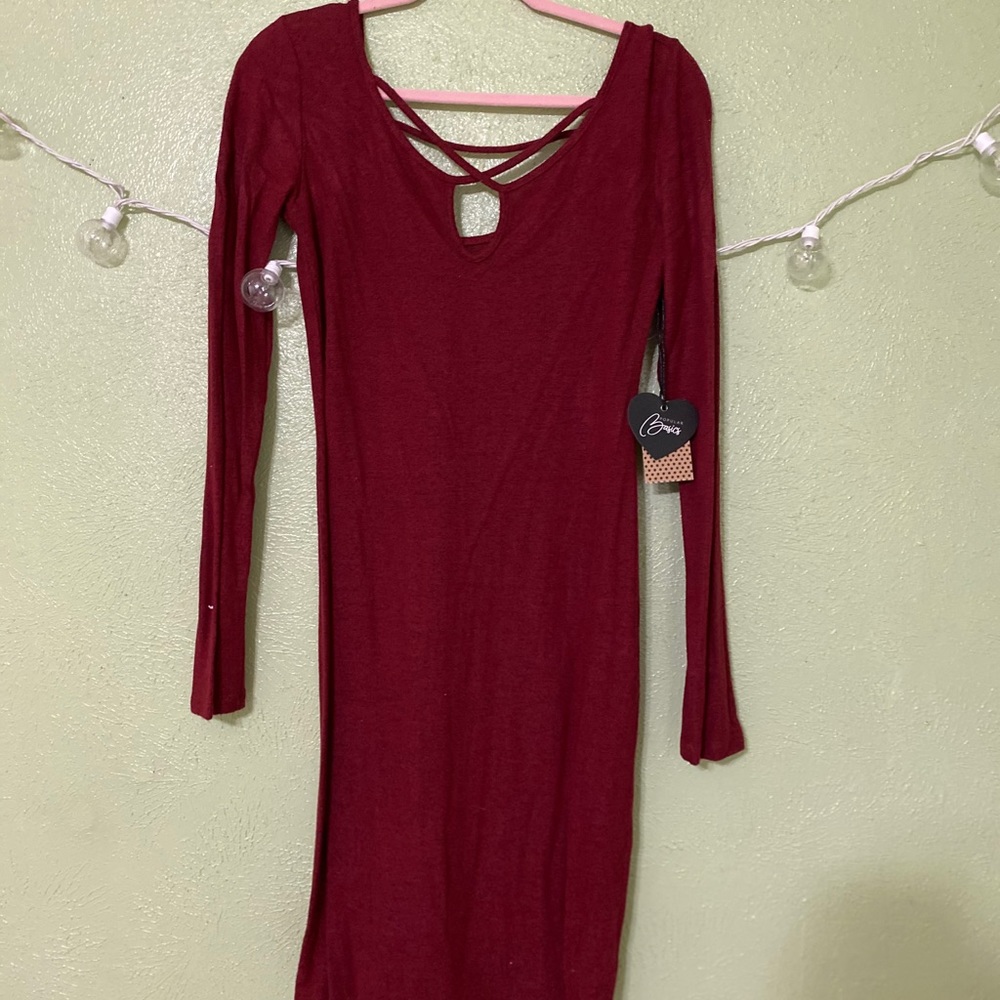 Maroon long sleeve dress